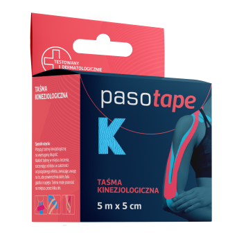 Taśma kinezjologiczna PASOTAPE  5 cm x 5 cm niebieski